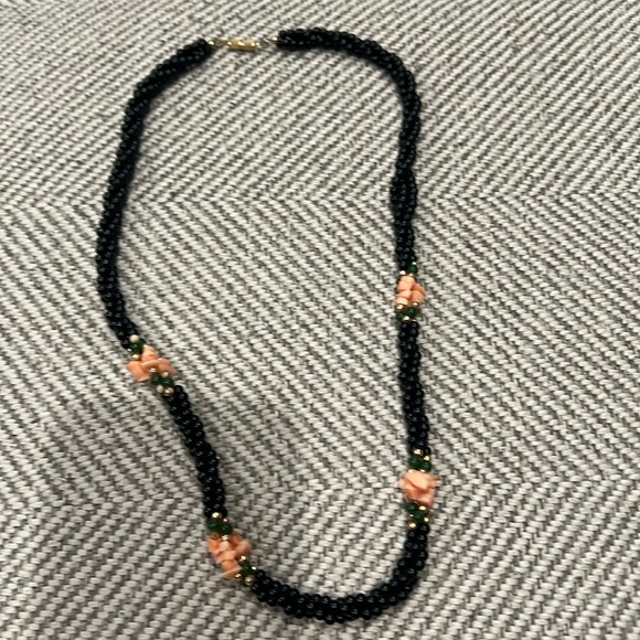 Source Unknown Jewelry - Black and coral necklace